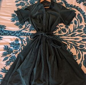 Brooks Brothers short sleeve green corduroy dress